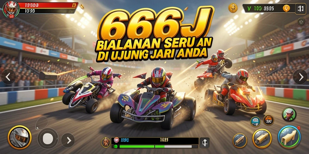 Tangkapan layar gameplay <strong>666J</strong> yang menampilkan aksi balapan mendebarkan.