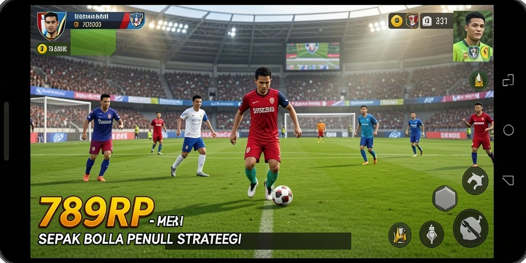 Tampilan gameplay seru dalam pertandingan sepak bola.