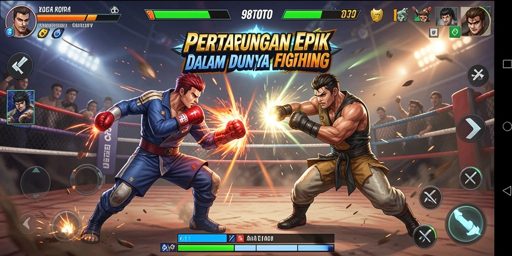 Tampilan gameplay seru saat pertarungan berlangsung di arena