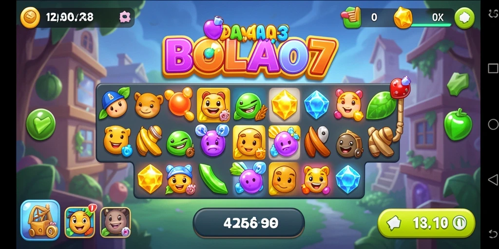 Screenshot permainan BOLA07 menampilkan aksi mencocokkan bola.