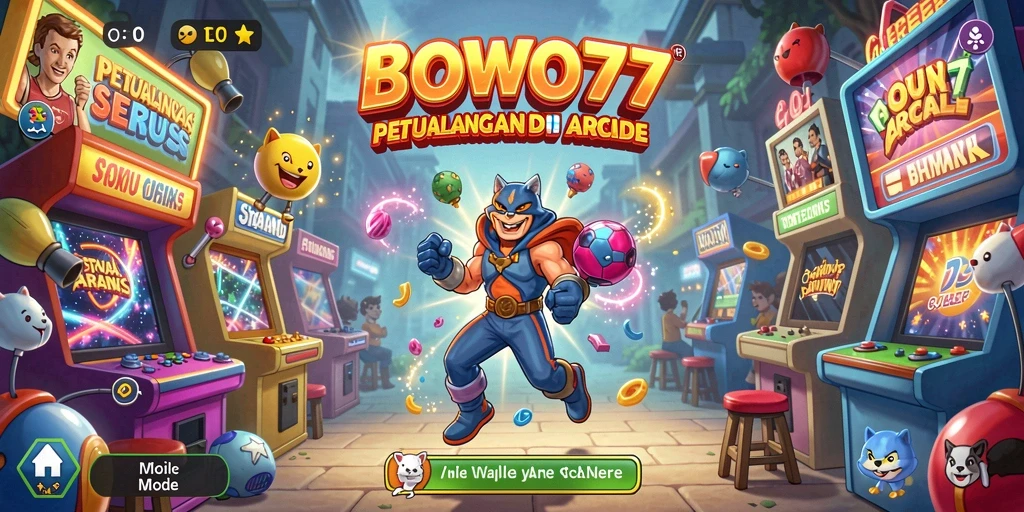 Tangkapan layar utama <strong>BOWO77</strong> menampilkan aksi gameplay seru dan penuh warna.