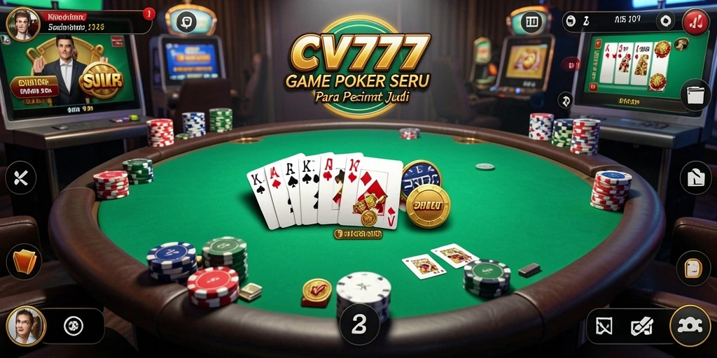 Tampilan gameplay CV777 dengan suasana Poker yang menegangkan.