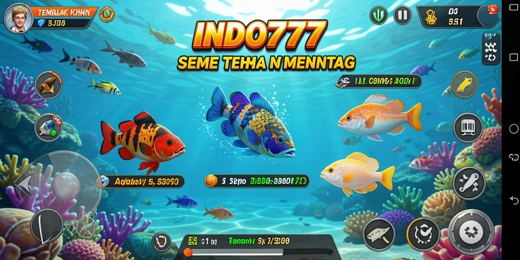 Tangkapan layar permainan INDO777 menampilkan momen seru menembak ikan.