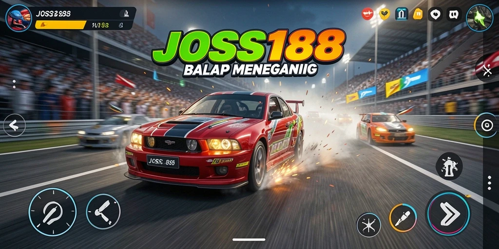 Screenshot permainan JOSS188 yang menampilkan aksi balapan yang mendebarkan.