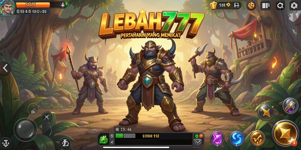 Tampilan utama gameplay LEBAH777 dengan menara pertahanan yang strategis.
