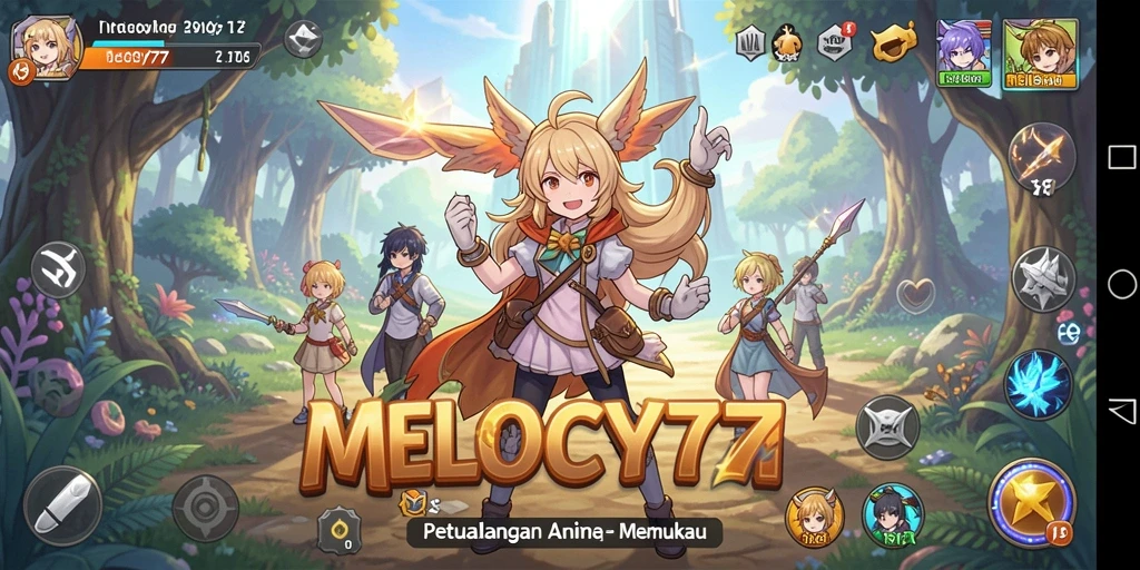 Screenshot gameplay MELODY77 yang menampilkan karakter Anime yang menawan.
