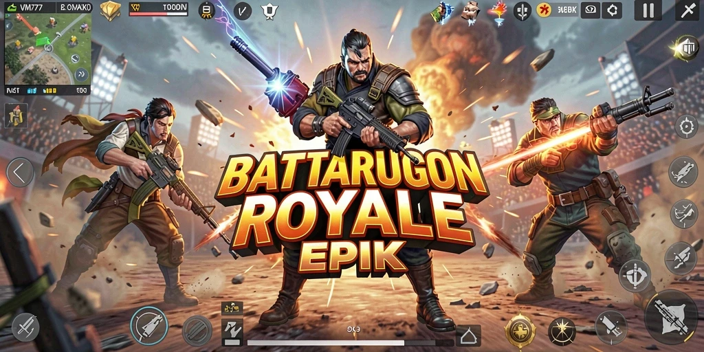 Tampilan gameplay intens dan strategis dalam VM777 Battle Royale.
